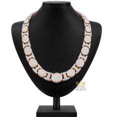 Dây chuyền vàng hồng Au750 đính kim cương