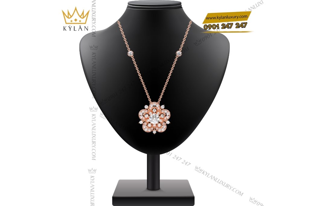 Kỳ Lân Luxury Day chuyen vang hong Au750 dinh kim cuong 11 2 Dây chuyền vàng hồng Au750 đính kim cương