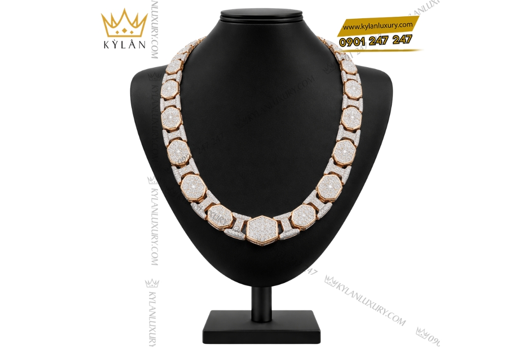 Kỳ Lân Luxury Day chuyen vang hong Au750 dinh kim cuong 11 Dây chuyền vàng hồng Au750 đính kim cương