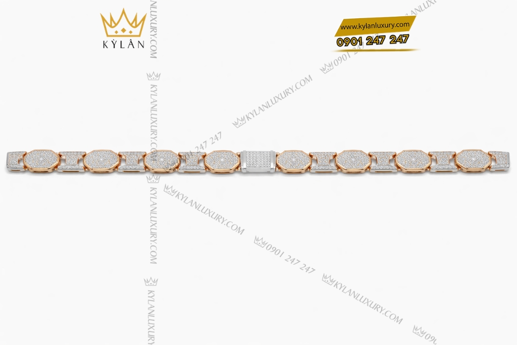 Dây chuyền vàng hồng Au750 đính kim cương