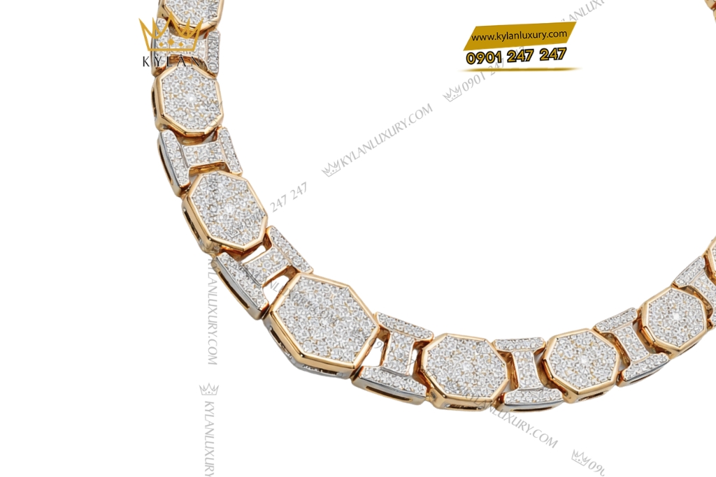 Kỳ Lân Luxury Day chuyen vang hong Au750 dinh kim cuong 15 Dây chuyền vàng hồng Au750 đính kim cương