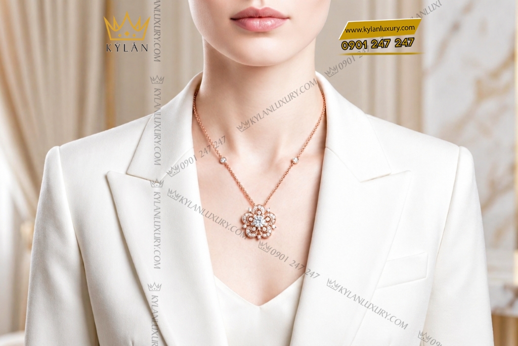 Kỳ Lân Luxury Day chuyen vang hong Au750 dinh kim cuong 17 2 Dây chuyền vàng hồng Au750 đính kim cương