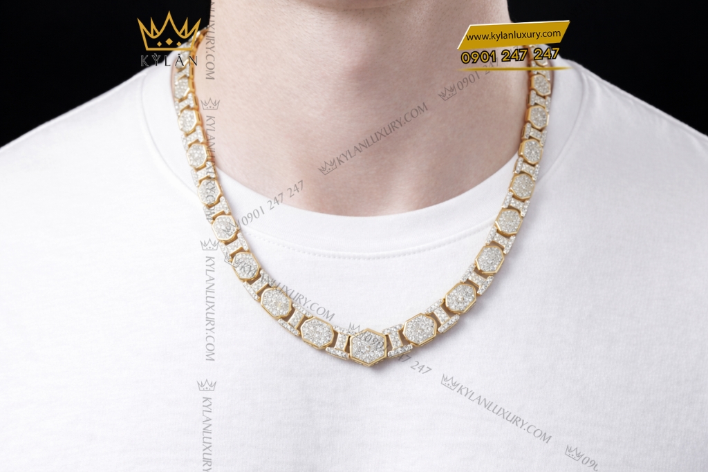 Kỳ Lân Luxury Day chuyen vang hong Au750 dinh kim cuong 18 Dây chuyền vàng hồng Au750 đính kim cương