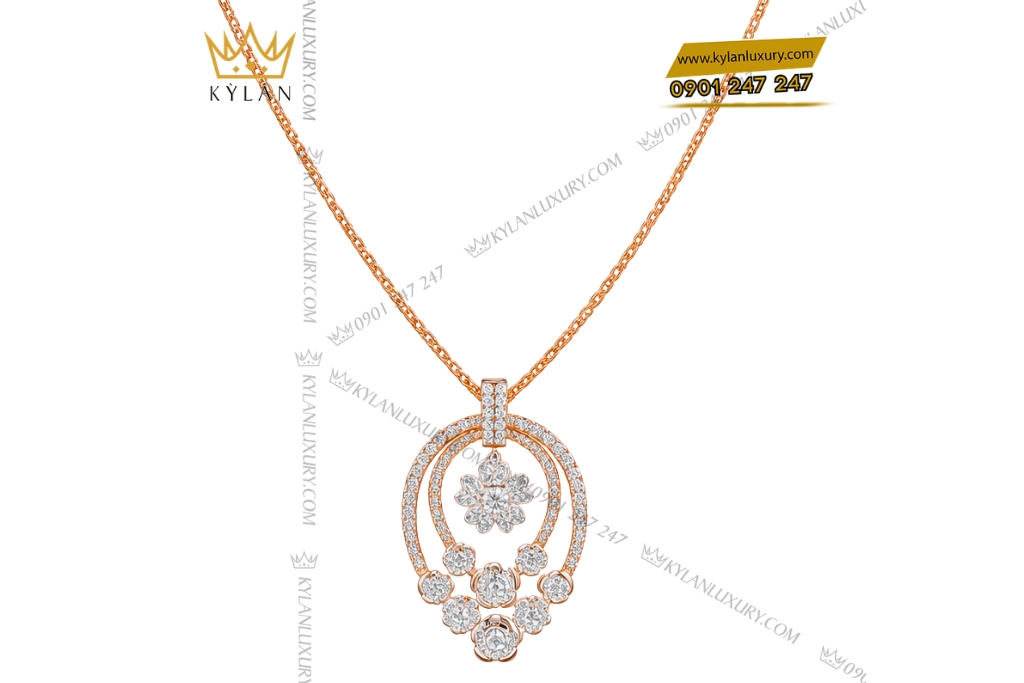 Dây chuyền vàng hồng Au750 đính kim cương
