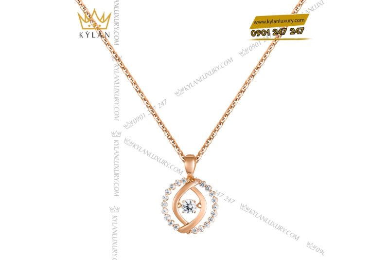 Dây chuyền vàng hồng Au750 đính kim cương