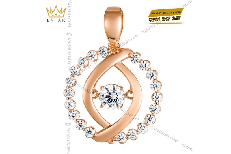 Dây chuyền vàng hồng Au750 đính kim cương