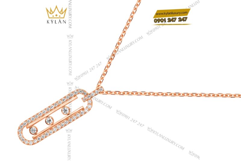 Dây chuyền vàng hồng Au750 đính kim cương