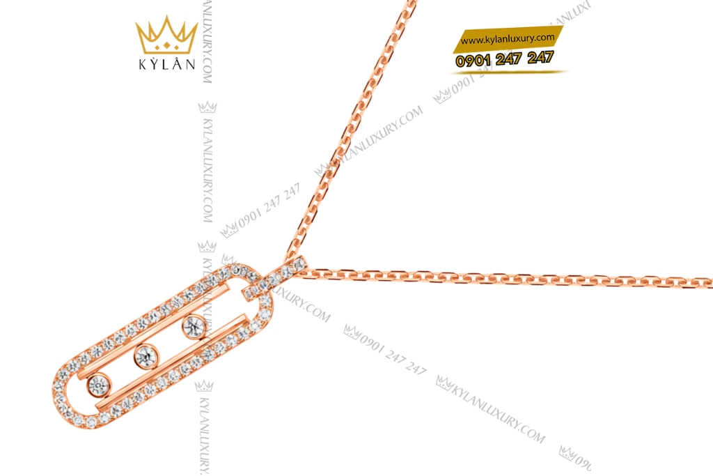 Dây chuyền vàng hồng Au750 đính kim cương