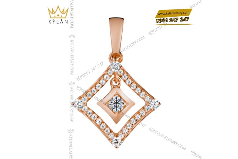 Dây chuyền vàng hồng Au750 đính kim cương