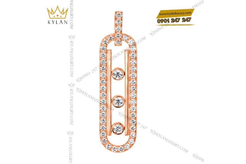 Dây chuyền vàng hồng Au750 đính kim cương