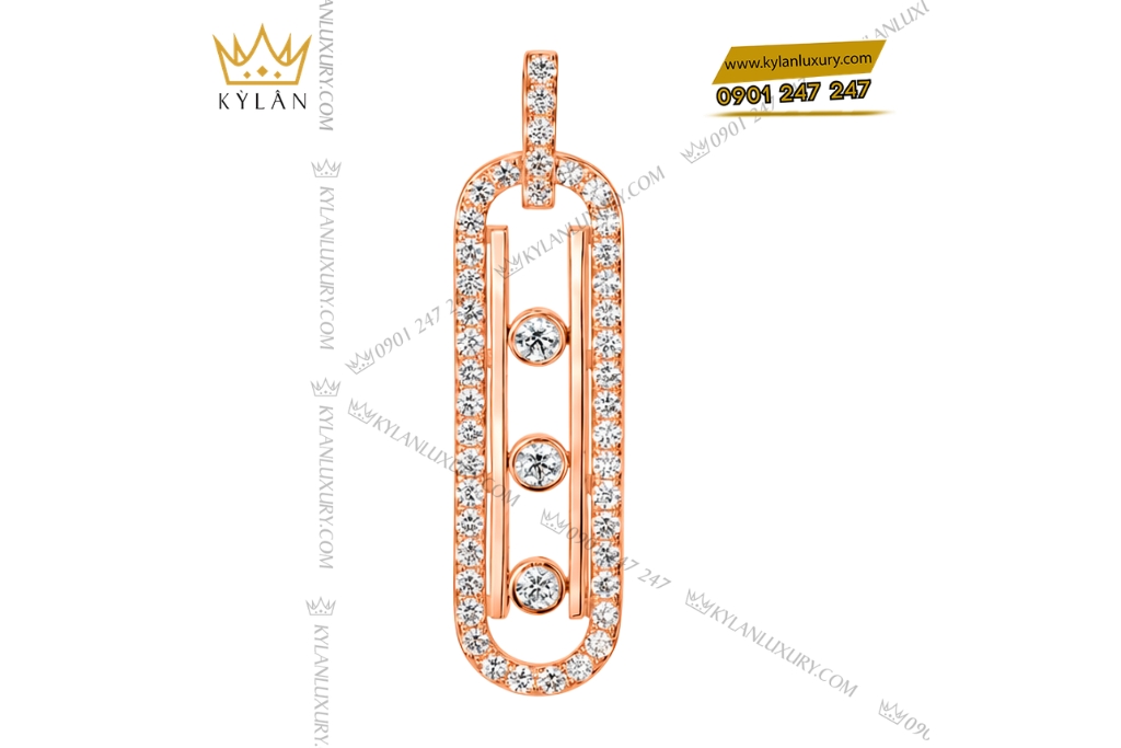 Dây chuyền vàng hồng Au750 đính kim cương
