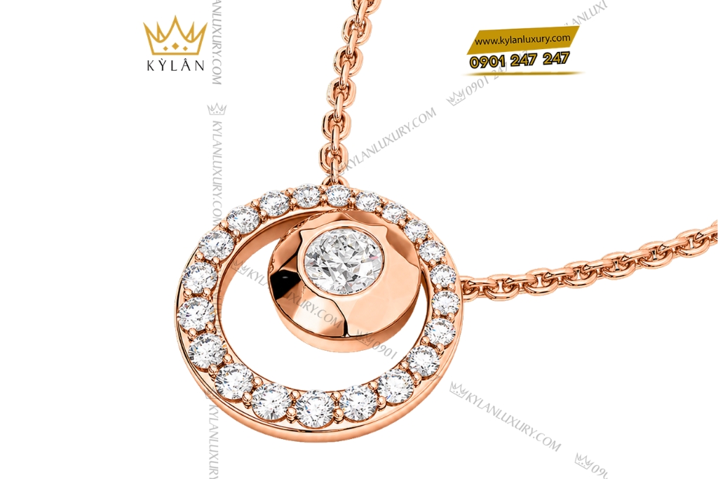 Dây chuyền vàng hồng Au750 đính kim cương