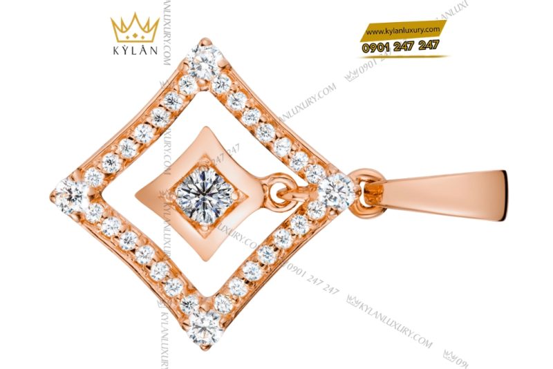 Dây chuyền vàng hồng Au750 đính kim cương