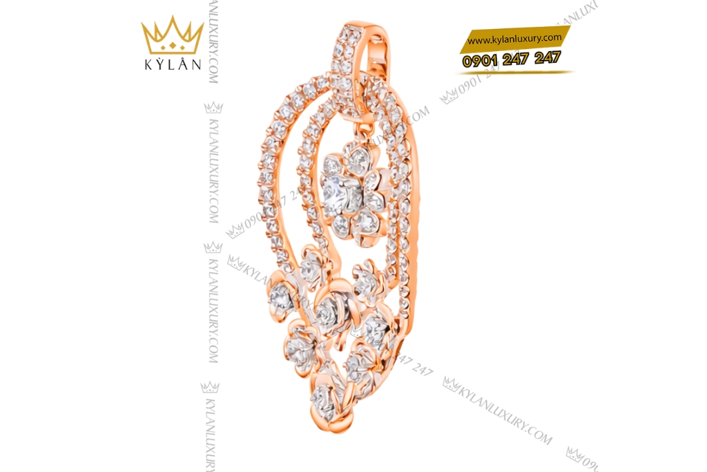 Dây chuyền vàng hồng Au750 đính kim cương