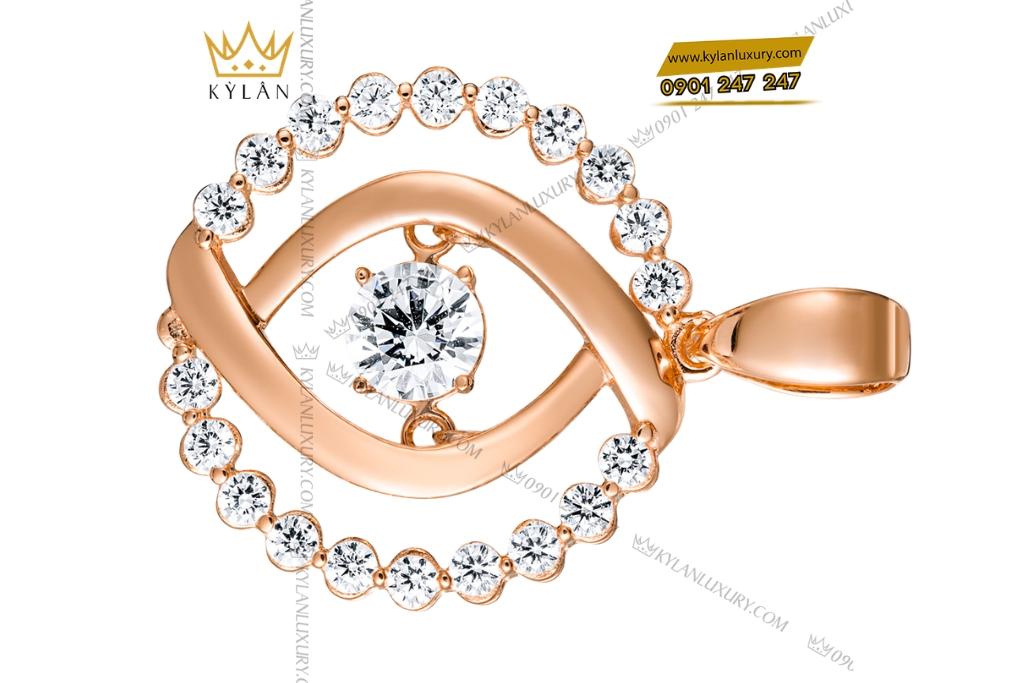 Dây chuyền vàng hồng Au750 đính kim cương