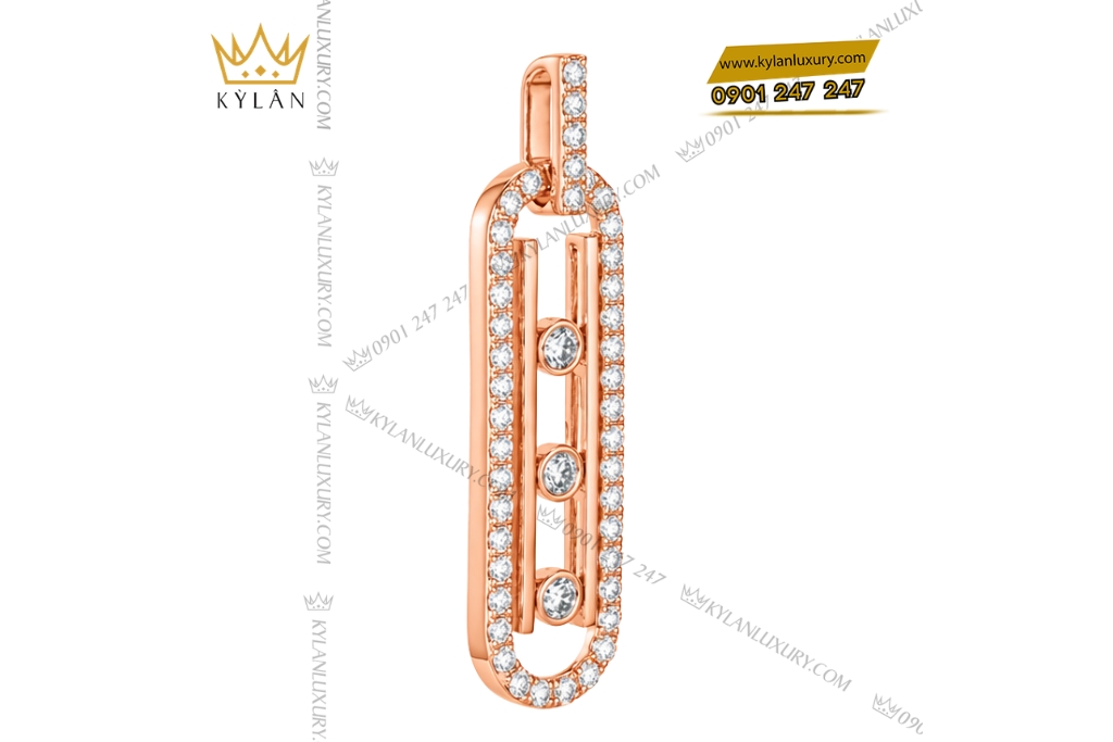 Dây chuyền vàng hồng Au750 đính kim cương
