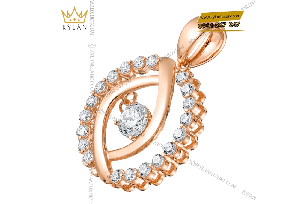 Dây chuyền vàng hồng Au750 đính kim cương