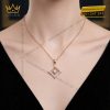 Dây chuyền vàng hồng Au750 đính kim cương