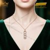 Dây chuyền vàng hồng Au750 đính kim cương