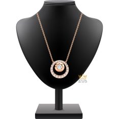 Dây chuyền vàng hồng Au750 đính kim cương