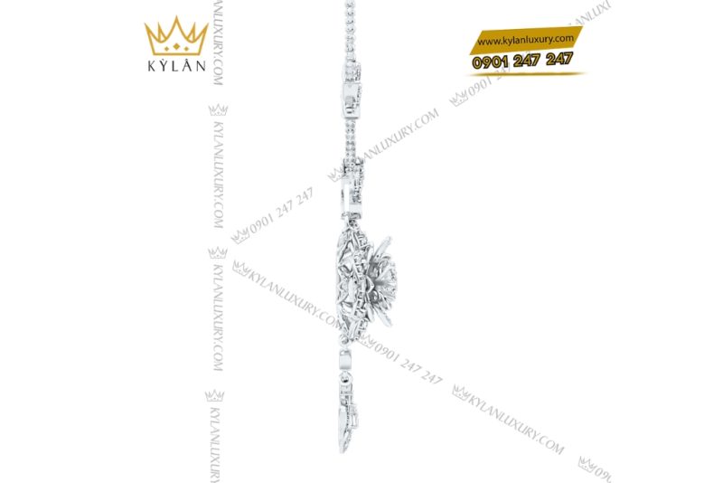 Dây chuyền vàng trắng Au750 đính kim cương