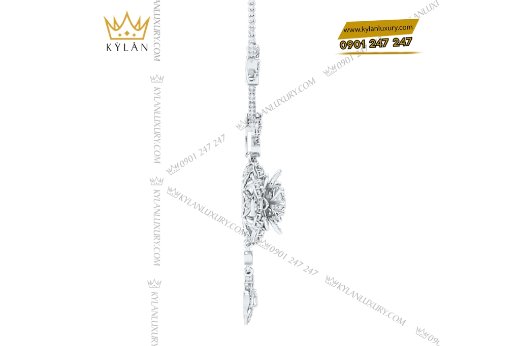 Kỳ Lân Luxury Day chuyen vang trang Au750 dinh kim cuong 5 Dây chuyền vàng trắng Au750 đính kim cương