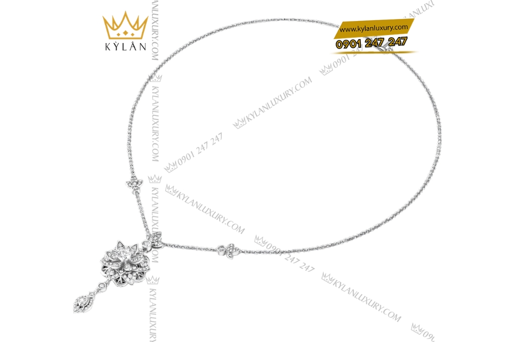 Kỳ Lân Luxury Day chuyen vang trang Au750 dinh kim cuong 6 Dây chuyền vàng trắng Au750 đính kim cương
