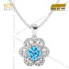 Dây chuyền vàng trắng Au750 đính kim cương và đá Topaz