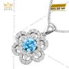 Dây chuyền vàng trắng Au750 đính kim cương và đá Topaz