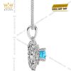 Dây chuyền vàng trắng Au750 đính kim cương và đá Topaz