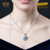 Dây chuyền vàng trắng Au750 đính kim cương và đá Topaz