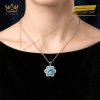 Dây chuyền vàng trắng Au750 đính kim cương và đá Topaz