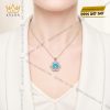 Dây chuyền vàng trắng Au750 đính kim cương và đá Topaz