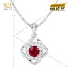 Dây chuyền vàng trắng Au750 đính kim cương và đá sapphire đỏ