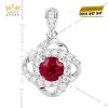 Dây chuyền vàng trắng Au750 đính kim cương và đá sapphire đỏ