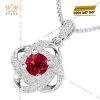 Dây chuyền vàng trắng Au750 đính kim cương và đá sapphire đỏ