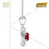 Dây chuyền vàng trắng Au750 đính kim cương và đá sapphire đỏ