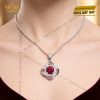 Dây chuyền vàng trắng Au750 đính kim cương và đá sapphire đỏ