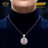 Dây chuyền vàng trắng Au750 đính kim cương và sapphire hồng
