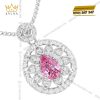 Dây chuyền vàng trắng Au750 đính kim cương và sapphire hồng