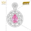 Dây chuyền vàng trắng Au750 đính kim cương và sapphire hồng