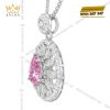 Dây chuyền vàng trắng Au750 đính kim cương và sapphire hồng