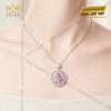 Dây chuyền vàng trắng Au750 đính kim cương và sapphire hồng