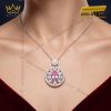 Dây chuyền vàng trắng Au750 đính kim cương và sapphire hồng