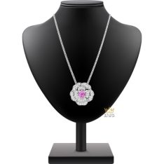 Dây chuyền vàng trắng Au750 đính kim cương và sapphire tím