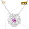Dây chuyền vàng trắng Au750 đính kim cương và sapphire tím