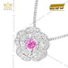 Dây chuyền vàng trắng Au750 đính kim cương và sapphire tím