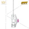 Dây chuyền vàng trắng Au750 đính kim cương và sapphire tím