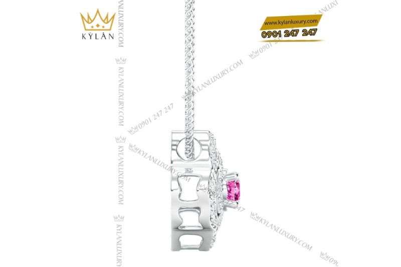 Dây chuyền vàng trắng Au750 đính kim cương và sapphire tím
