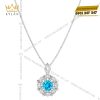 Dây chuyền vàng trắng Au750 đính kim và đá Topaz
